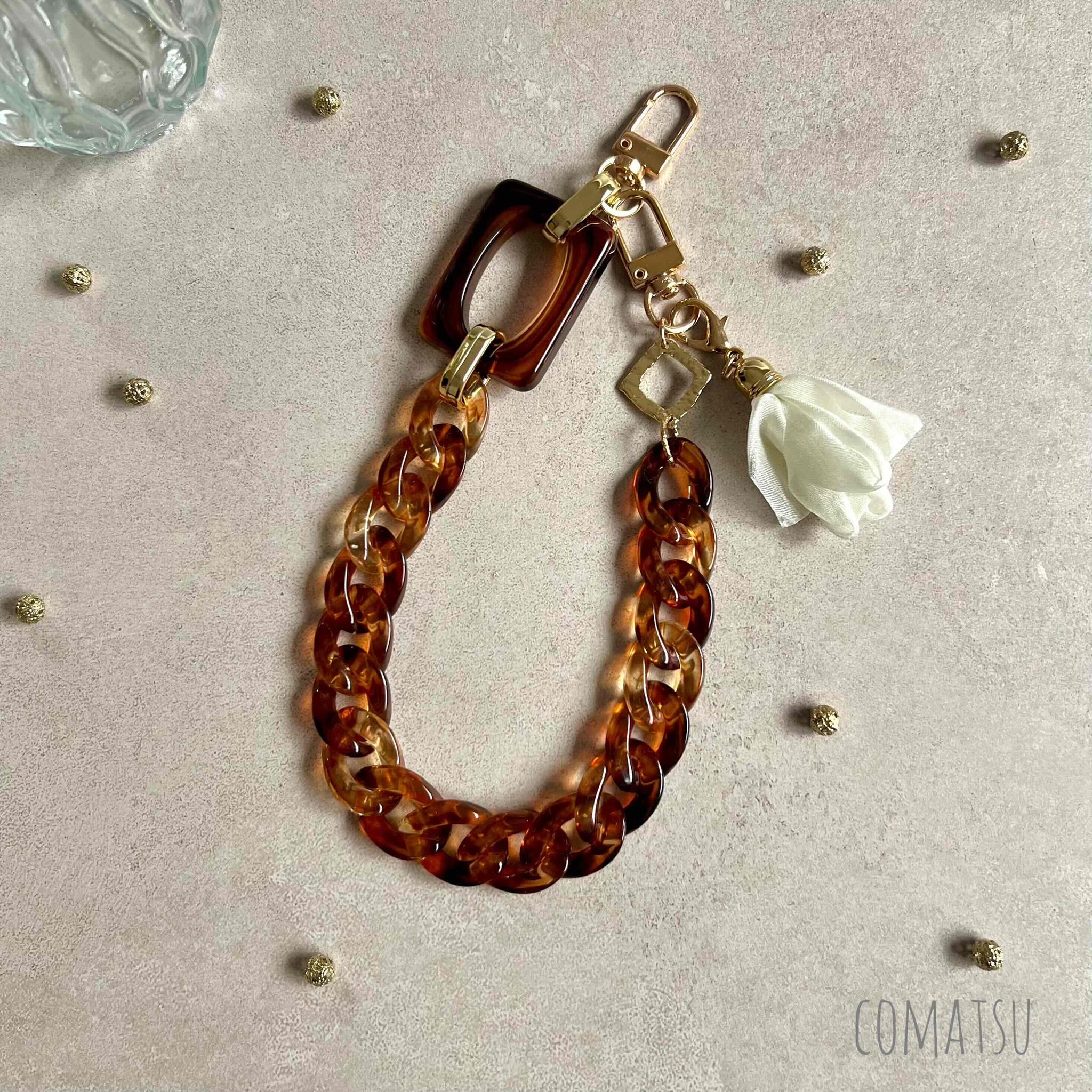 べっ甲Brown ハンドストラップ 落下防止スマホストラップ 手首 リストストラップ | 5枚目